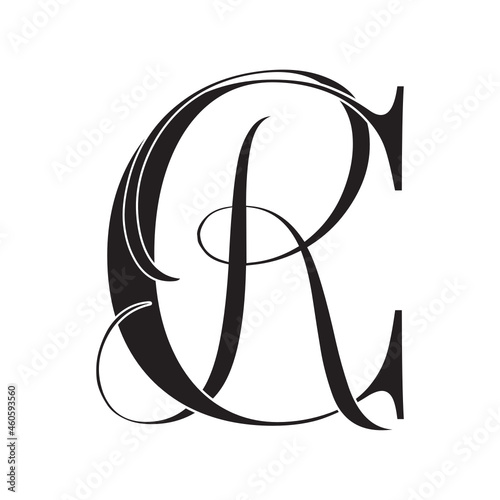 cr, rc, monogram logo. Calligraphic signature icon. Wedding Logo Monogram. modern monogram symbol. Couples logo for wedding
