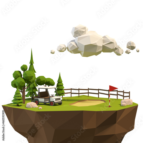 Floating Golf Island Low Poly