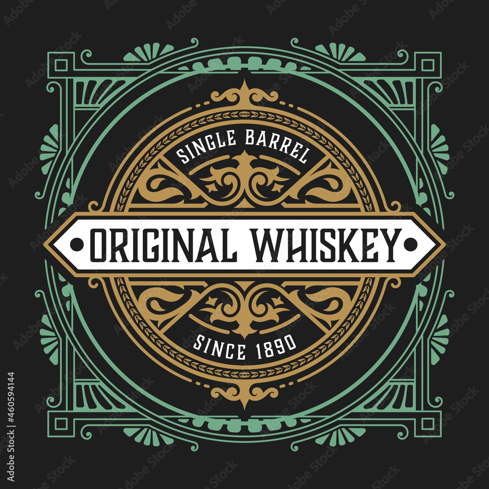 Obraz premium Whiskey label with old frames