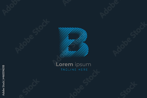 Letter B creative and simple line art technological modern business logo	
