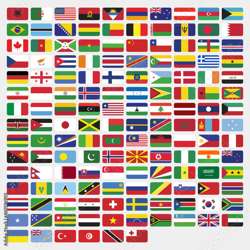 Set rounded rectangle country flags in the world