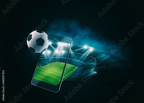 Watch a live sports event on your mobile device. Betting on football matches photo