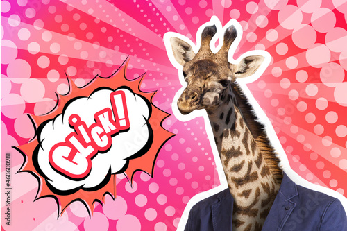 A man with head of giraffe....