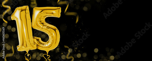 Golden balloons with copy space - Number 15