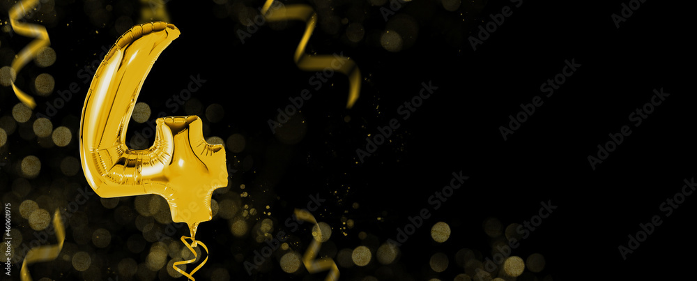 Golden balloons with copy space - Number 4 Golden balloons with copy space - Number 4
