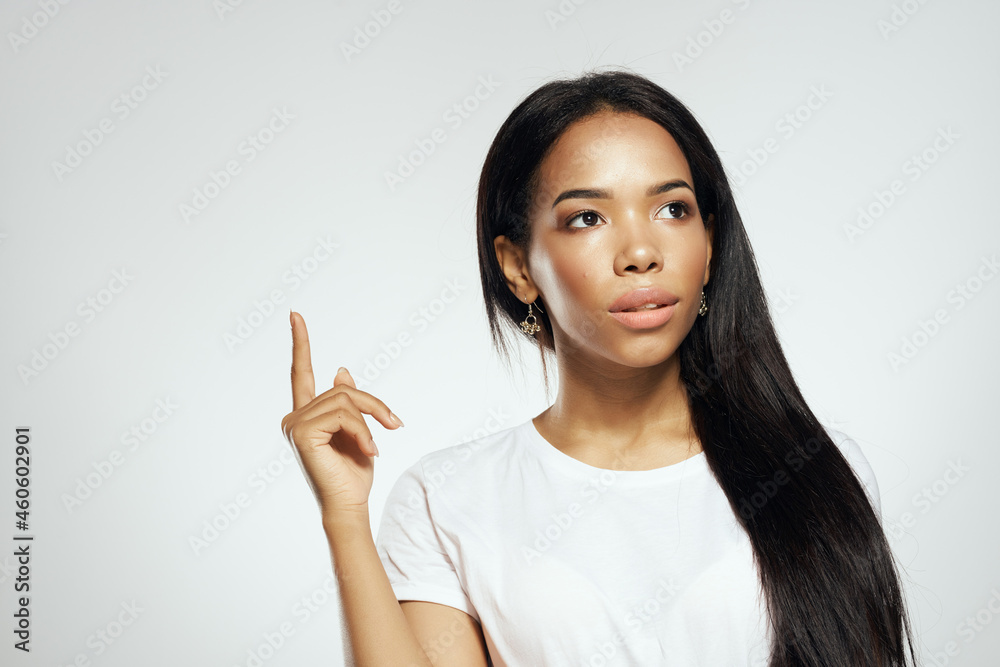 beautiful woman fashion hairstyle posing light background beautiful woman fashion hairstyle posing light background