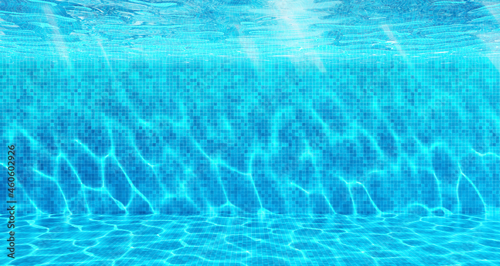 Underwater swimming pool background. Empty swimming pool with sunlight ...