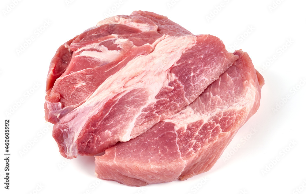 Boston butt steaks, isolated on white background.