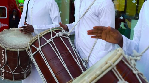 hands of arab drummers close-ups. Traditional Arab musicians play drums from the UAE. dubai
