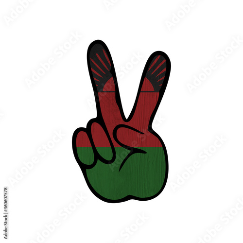 World countries. Hand sign Victory. Malawi