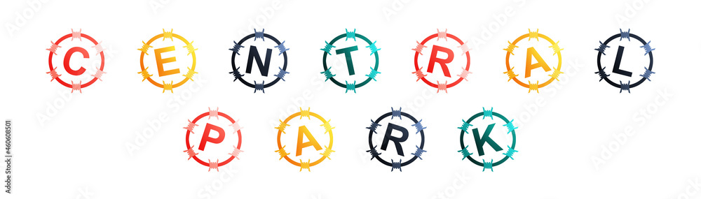 Central Park - text written in colorful circles on white background Central Park - text written in colorful circles on white background