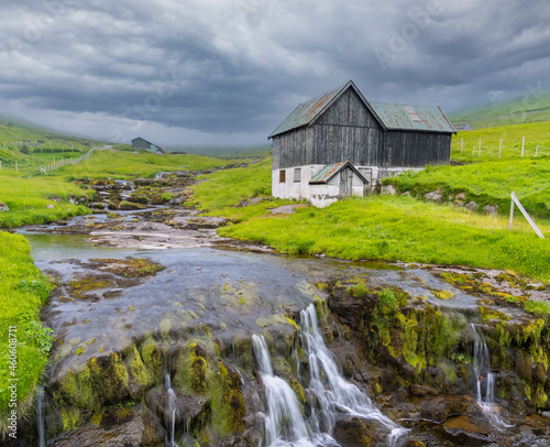 The charming village of Oyndarfjørður (Andefjord), Eysturoy island, Faroe Islands