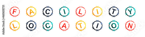 Free Download Facility Location - text written in colorful circles on white background - GFXLoad
