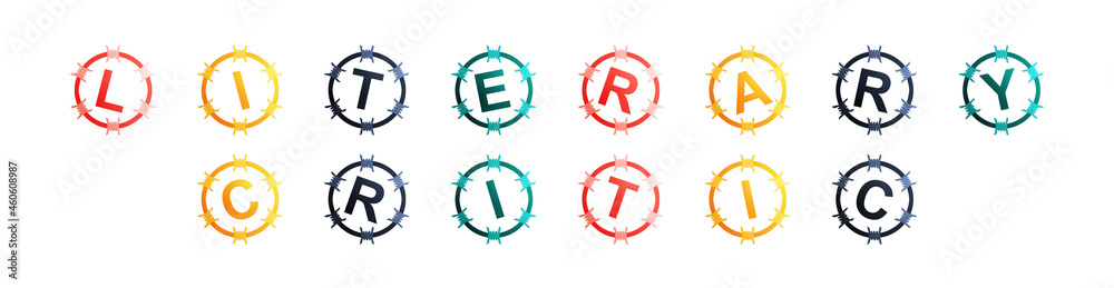 Literary Critic - text written in colorful circles on white background
