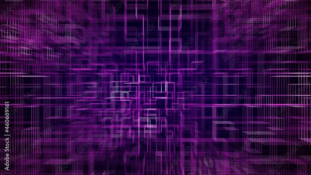 Purple 3D Geometric Circuit Loop Forward Animation Background