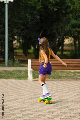 Fashion Girl Child with Skateboard