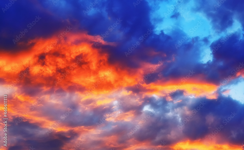 dramatic and colorful sunset sky