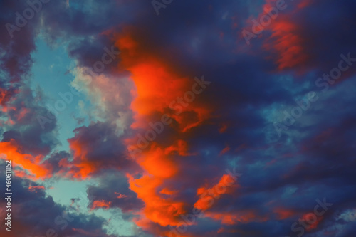 dramatic and colorful sunset sky