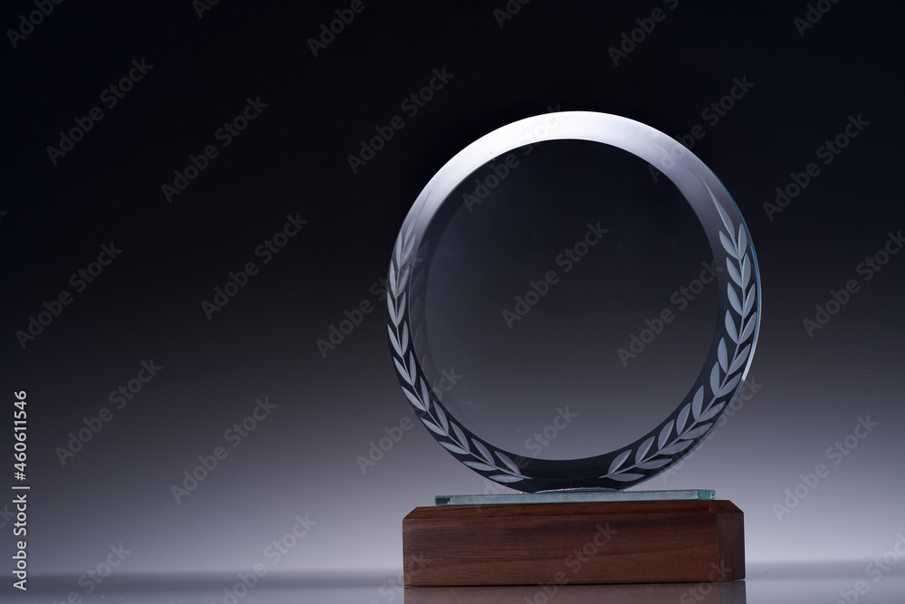 Blank glass trophy mockup, Empty acrylic award design mock up