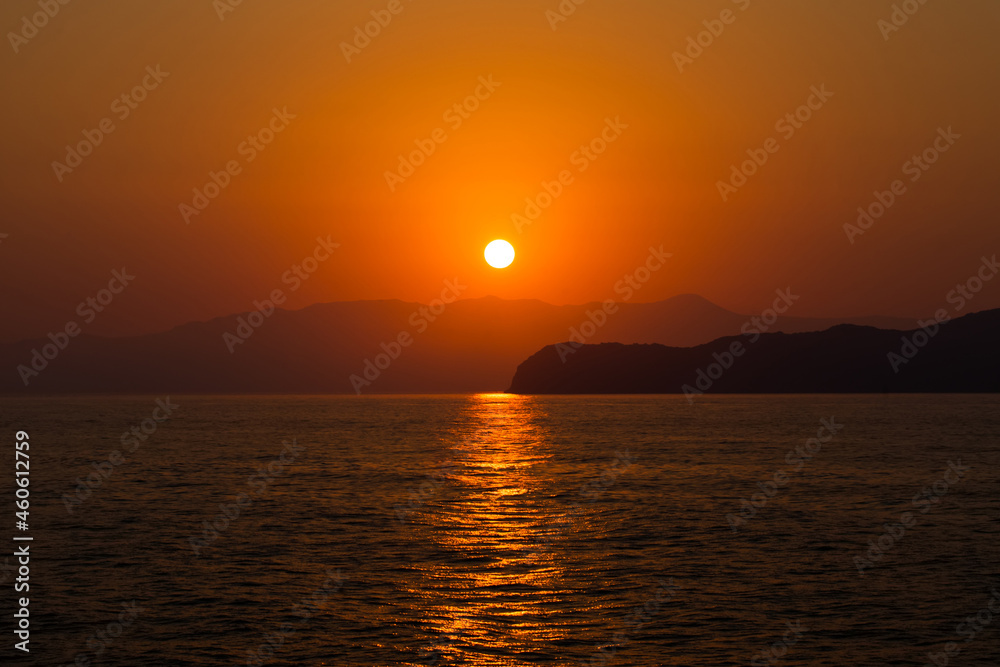 Colorful sunset over Mediterranean Sea