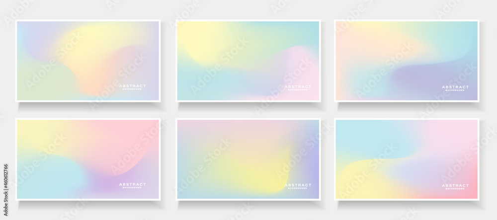 Collection of colorful holographic gradient background.