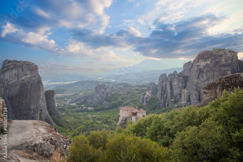 Aerial view of Kastraki and Meteora, Greece.