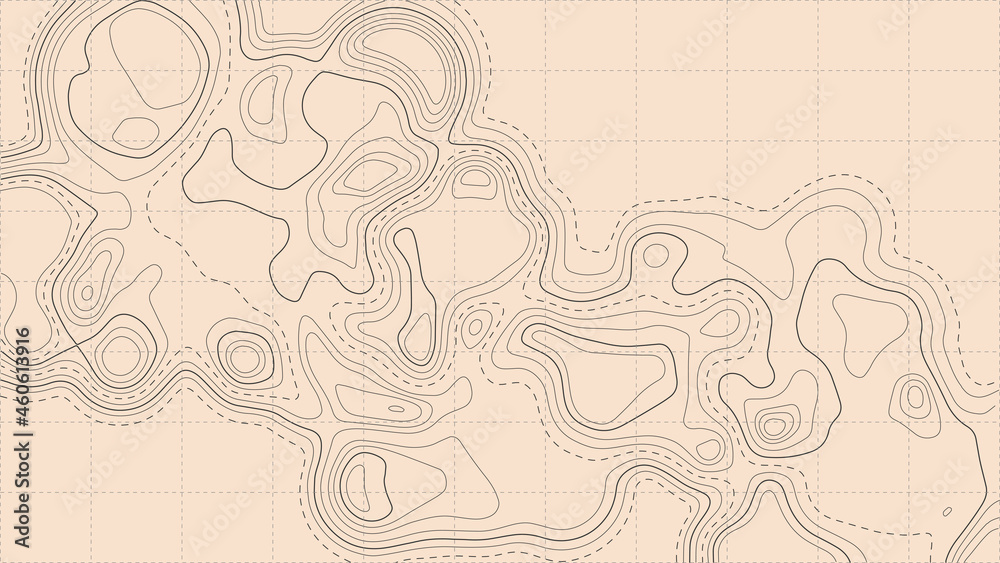 Topographic map with lines on a white background. Geographic map concept. Vector illustration