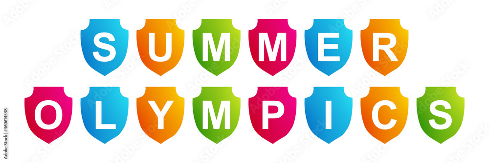 Summer Olympics - text written on a shape on white background Summer Olympics - text written on a shape on white background