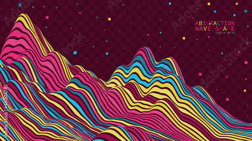 Fototapeta Naklejka Na Ścianę i Meble -  Vector color waves. Abstraction on a transparent background. Perspective optical illusions. Multicolored stripes, 3D vector illustration.