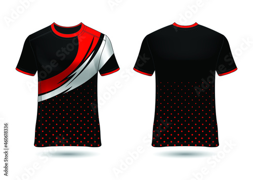 T-Shirt Sport Design. Racing jersey for club. uniform front and back view.
