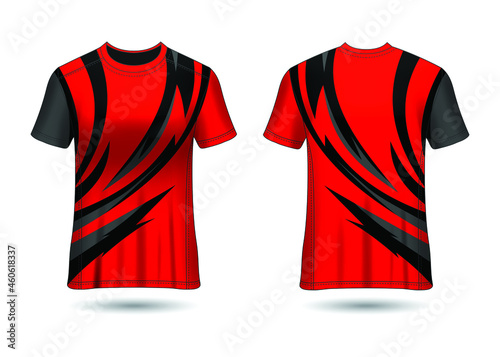 T-Shirt Sport Design. Racing jersey for club. uniform front and back view.