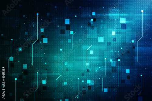 Wallpaper Mural 2d illustration Abstract futuristic electronic circuit technology background Torontodigital.ca