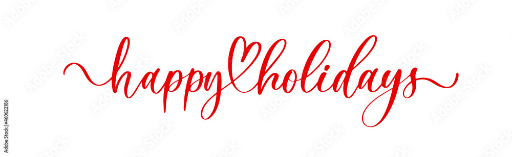 Vector illustration of paper cards with Happy Holidays lettering and ornamental elements. Christmas calligraphy.