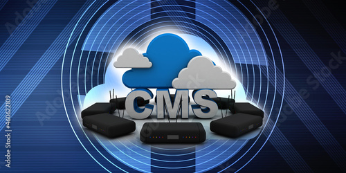 3d rendering cms cloud with modem 