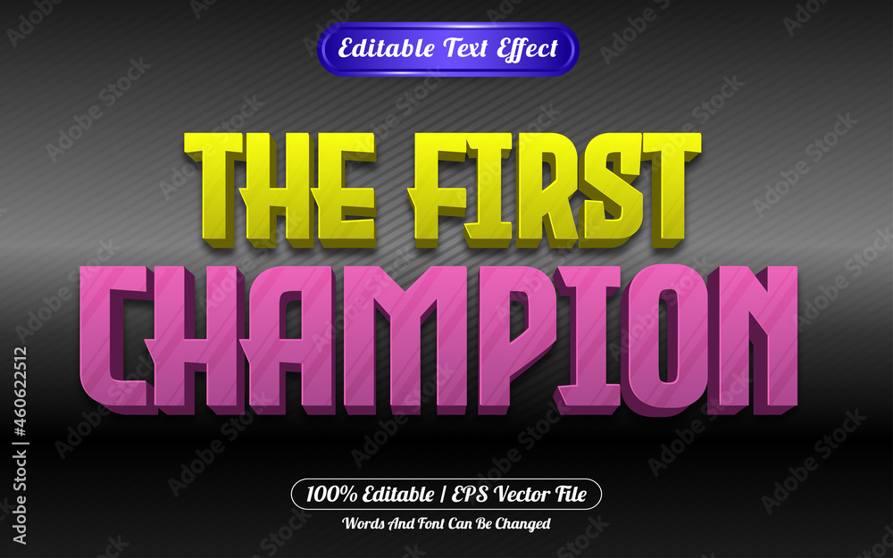 The first champion editable text effect template style