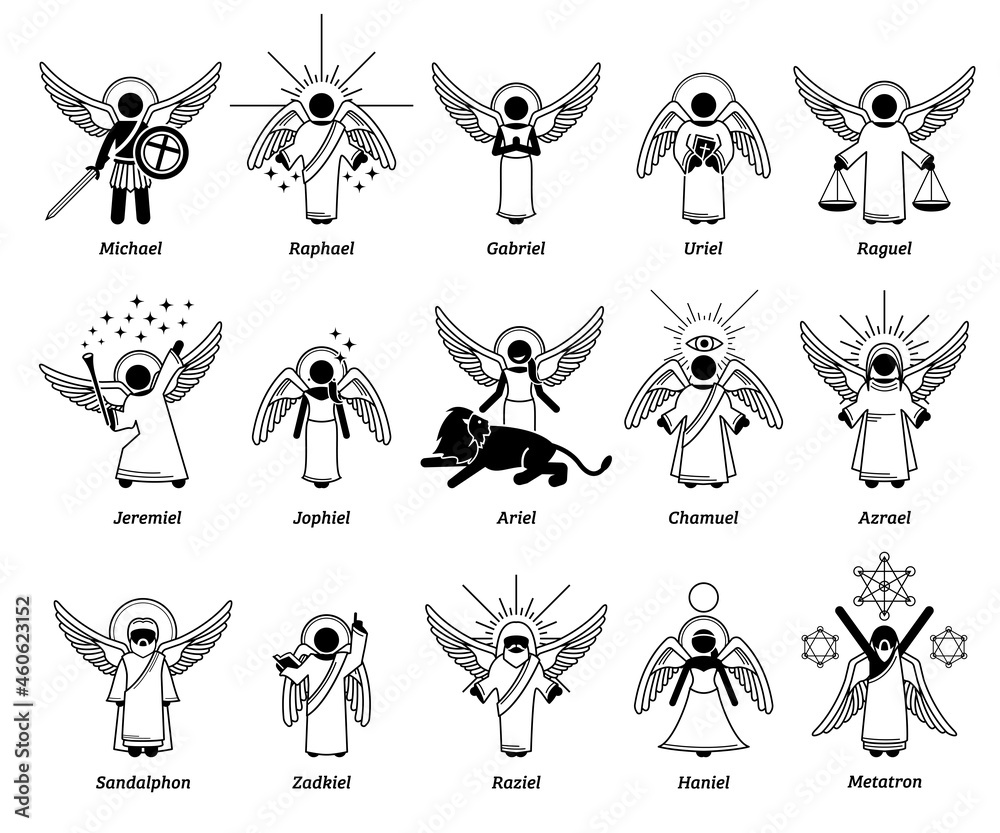 God archangels, angels, cherub cherubim, and saint. Vector ...