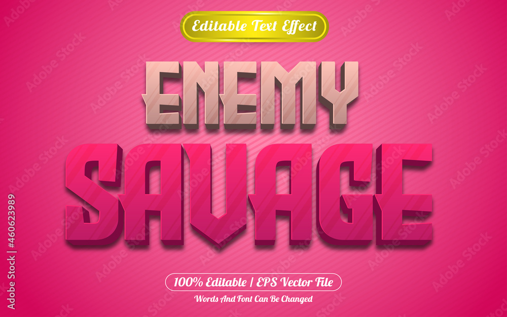 Enemy savage editable text effect games style