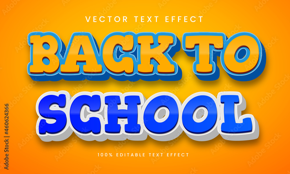 Editable premium 3d text effect in back to school	