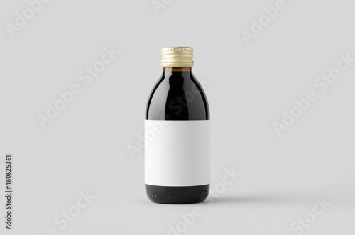 Cold brew coffee glass bottle mockup with blank label.