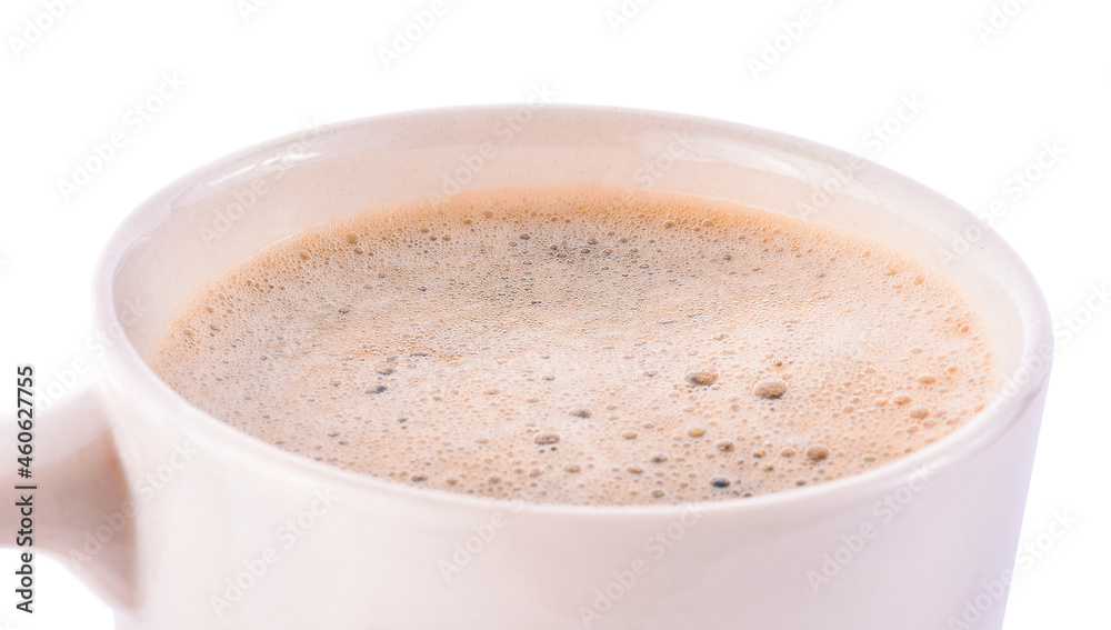 black coffee and coffee bubbles isolated on white background black coffee and coffee bubbles isolated on white background
