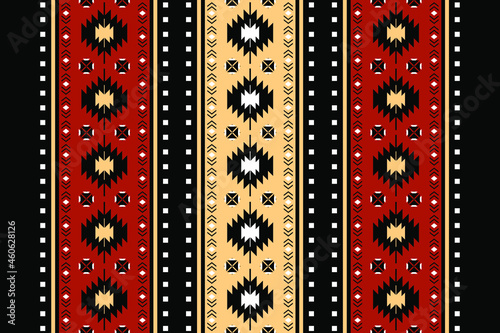 Geometric ethnic oriental seamless pattern traditional Design for background,carpet,wallpaper.clothing,wrapping,Batik fabric,Vector illustration.embroidery style - Sadu, sadou, sadow or sado