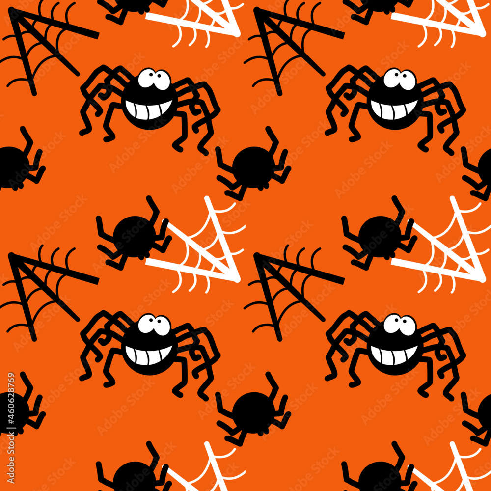 Black spiders and spiderweb . Use for printing, posters, textile drawing, print pattern .Halloween vector background seamless pattern spider web. Black spiders and spiderweb . Use for printing, posters, textile drawing, print pattern .Halloween vector background seamless pattern spider web.
