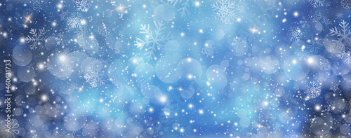 Abstract Blue Winter light background with sparkle