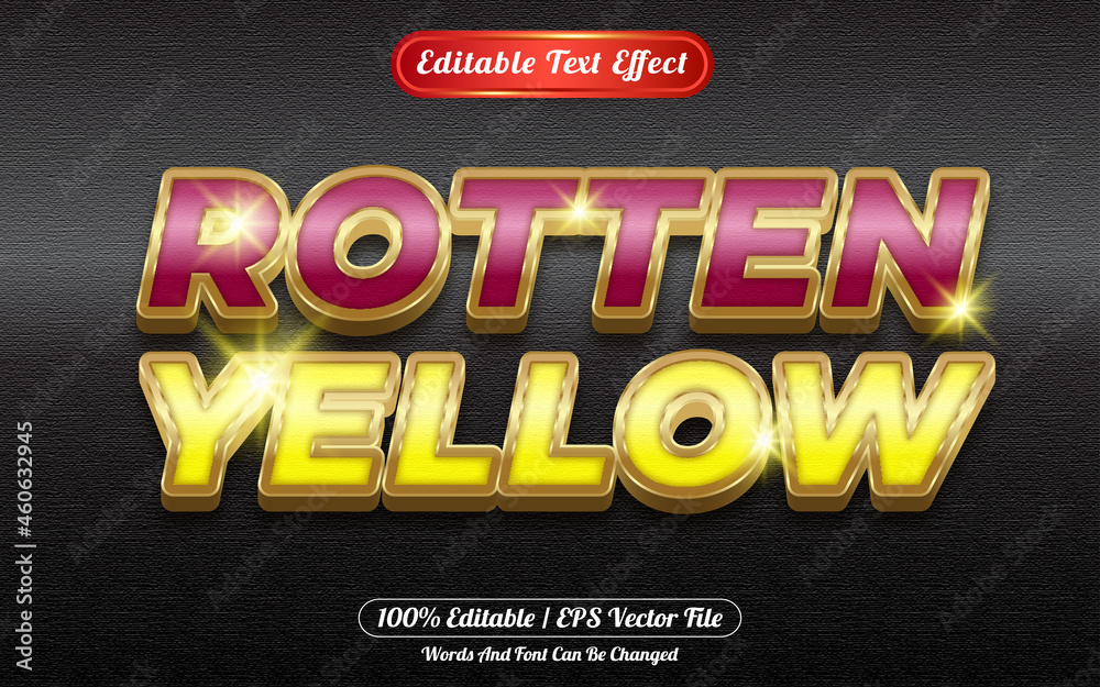 Rotten yellow editable text effect golden themed