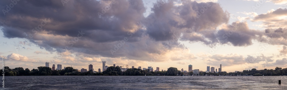 A view on the skyline of Rotterdam, the Netherlands over the 