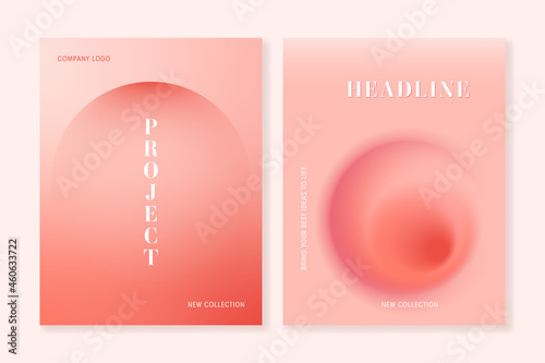 Set of  cover templates with avstract gradient shapes in coral colors. For covers, posters, banners, flyers, presentations and other projects. Vector, can be used for printing.