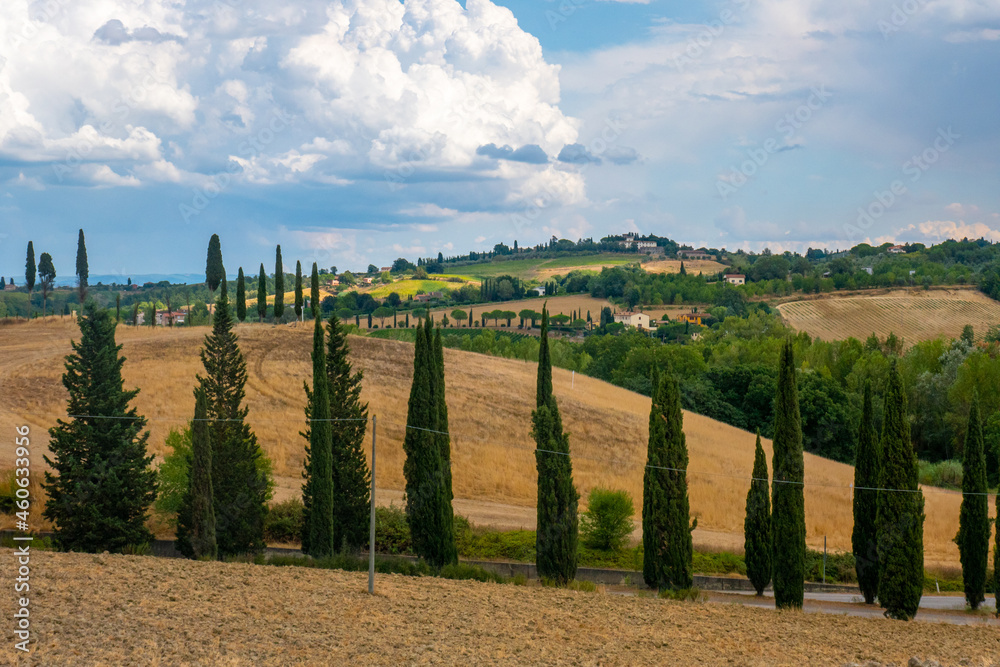 Landscapes in Tuscany along via Francigena between San Miniato and Gambassi Terme