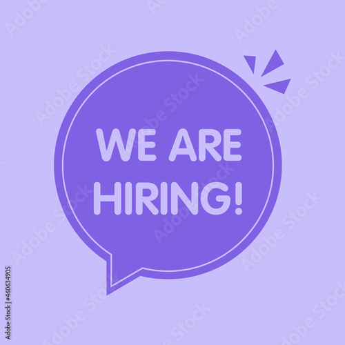We are hiring sticker. We're hiring label sign. The concept of search and recruitment. Vector illustration.