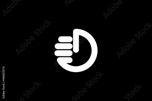 logo with the initials D or J forming a fist or clenched hand. Relevant for sports logos