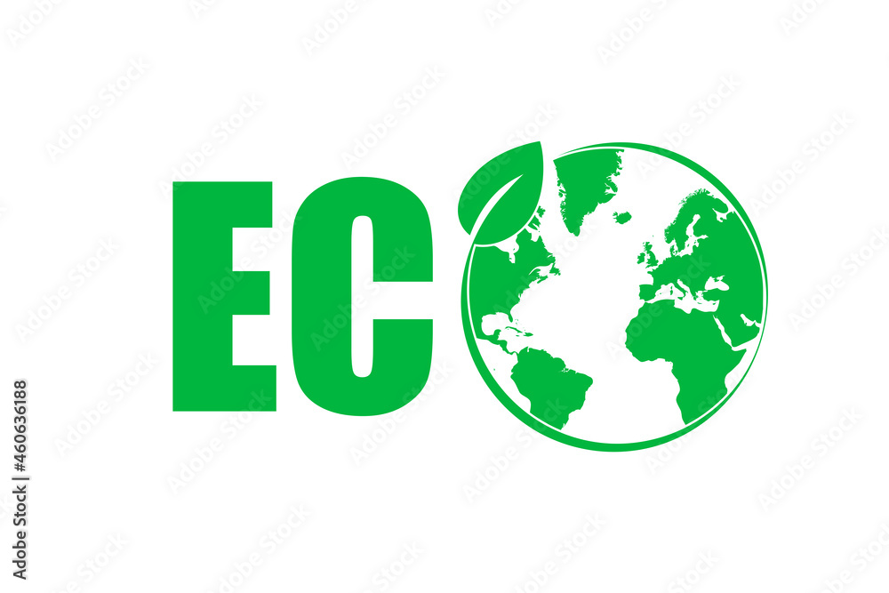 Eco friendly icon with green globe Eco friendly icon with green globe
